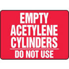 Accuform Signs Empty Acetylene Cylind Do Not Use