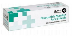 Disposable manikin face shields - pk 50 from ARASCA MEDICAL EQUIPMENT TRADING LLC