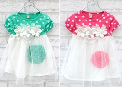 Princess Flower Net Yarn Bubble Dress