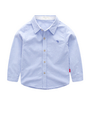 Deer Embroidered Solid Color Lapel Cotton Shirt