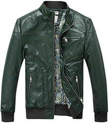 MEN’S STAND COLLAR MOTORCYCLE LEATHER JACKET