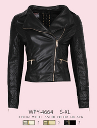 Black genuine leather jacket for women