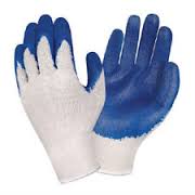 Rubber Coated Knitted Gloves  Blue & Grey