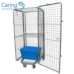 Laundry roll container cage trolley