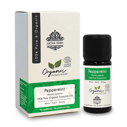 Peppermint Essential Oil (Certified Organic) - 100% Pure, Natural, Certified Organic by ECOCERT - 10ml