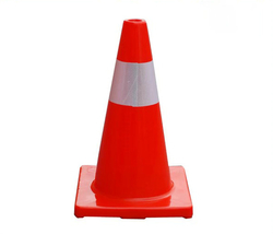18" Orange Reflective Road Safety Cone Flexib ...