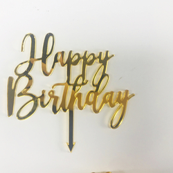 Ins Style Happy Birthday Party Decorations Acrylic Diamond Polishing Mirror Cake Topper Accessory
