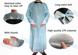 Delta-medi Protective Medical Plastic Products Waterproof Cpe Gown With Sleeves