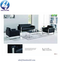 Office CEO room Furniture modern Black office reception PU leather sofa
