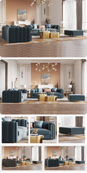 Dubai Luxury Home Furniture Modern Velvet Fabric Sofa Sets