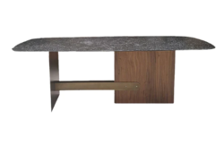 DINING TABLE WITH GLASS TOP AND WOOD LEGS from EBARZA FURNITURE