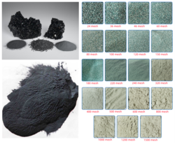 Green and black Granular silicon carbide and silic ...