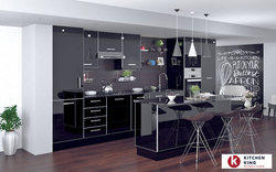 BLACK CABINETS AND ISLAND KITCHEN from KITCHEN KING UAE