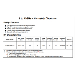 RF Microstrip Circulator X Band 8 to 12GHz 10W