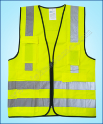 HIGH VISIBILITY VEST FABRIC/NET TYPE (5 POCKETS)