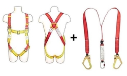 full body harness with single webbing lanyard and shock absorber in mussafah , abudhabi , uae