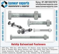 Hotdip Galvanized Fasteners manufacturers exporters in India Ludhiana https://www.kanwarexports.com +91-9815547872