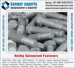 Hotdip Galvanized Fasteners manufacturers exporters in India Ludhiana https://www.kanwarexports.com +91-9815547872