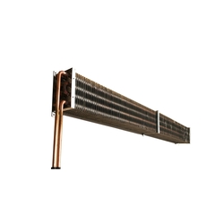 Finned hydrophilic foil evaporator for copper tube condenser for duck neck cabinet