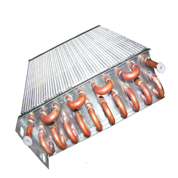 Finned hydrophilic foil evaporator for copper tube condenser for test instruments
