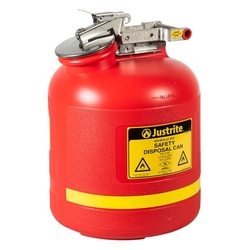 Justrite 5-Gallon, Polyethylene Safety Can for Liquid Disposal, Red - 14765