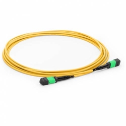 12f Mpo Female Mpo Female Sm Patch Cord, Low Loss OFNR (Riser) 12 Fiber Mpo Trunk Cable, G.657A1 Single Mode, Yellow, Polarity B, For Psm4/Lr4/Fr4/Dr4 Transceiver