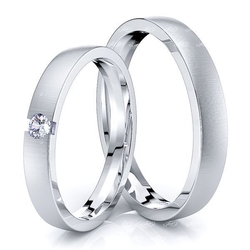 0.05 Carat 3mm Simple Elegant His and Hers Diamond Wedding Band Set from LOVE WEDDING BANDS