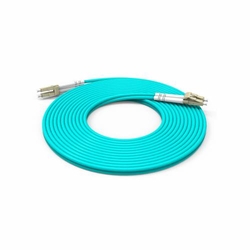 High Quality Lc Lc Om3 Mm Dx Ofc Patch Cord, Lc Pc Lc Pc Multimode Om3 Duplex OFNP Plenum 2mm Aqua Color Optical Fiber Patch Cable