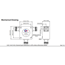 High Power 500W S Band 2000 to 2500MHz RF Coaxial Circulators