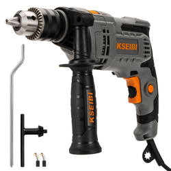 KSEIBI 1/2 inch Electric Corded Hammer Drill, 6 Amp Small drill Machine, Variable Speed, 0-2800 RPM, Depth Gauge, Reverse Function Impact Drill 