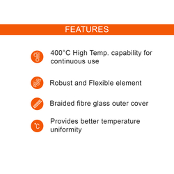 Flexible Electric Pipe Heating Tape High 310 Watt Temp 400Â°C, Volt 230 Size - 25mm x 600mm