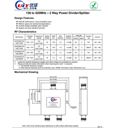 VHF UHF 136 to 520MHz RF 2 Way Power Divider