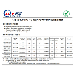 VHF UHF 136 to 520MHz RF 2 Way Power Divider