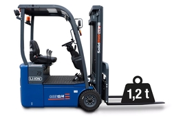 Discover the power and efficiency of the LI-ION Electric Forklift GSE12/4, available at Morgan Arabia Trading Co. with a 1,200 kg load capacity and SolidHub technology, including a charger for seamless performance.