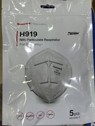 Honeywell H919 NIOSH N95 Disposable Mask 95% Filteration Efficiency, White for Unisex Fold Design (Pack Of 5) from AL NAJIM AL MUZDAHIR HARDWARE TRADING LLC 