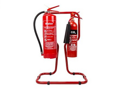 Double RED Tubular Fire Extinguisher Stand