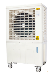 Movable evaporative air cooler