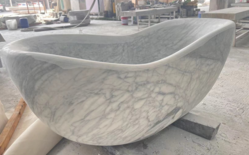 Custom Made Luxury Natural Hermes Grey Marble Stone Freestanding Bathroom Bathtub for Hotel Villa Bathroom Tub Use from XIAMEN YEADUHE IMPORT & EXPORT CO.,LTD.