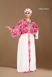 Emtieka Printed Tie-Waist Embroidered Kaftan