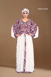 Emtieka Printed Tie-Waist Embroidered Kaftan
