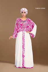 Emtieka Printed Tie-Waist Embroidered Kaftan