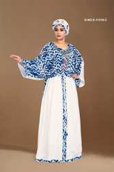 Emtieka Printed Tie-Waist Embroidered Kaftan