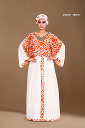 Emtieka Printed Tie-Waist Embroidered Kaftan