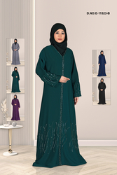 Elegant Embellished Front-Open Abaya with Wave Detailing