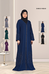 Elegant Embellished Front-Open Abaya with Wave Detailing