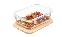 Nikko rectangle glass food storage with bamboo lid