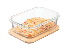 Nikko rectangle glass food storage with bamboo lid