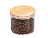 Nikko round glass canister with bamboo lid