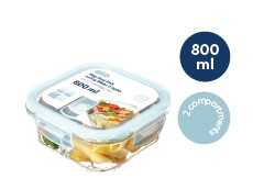 Nikko square glass storage container (2 compartments)
