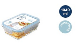 Nikko rectangular glass storage container (2 compartments)